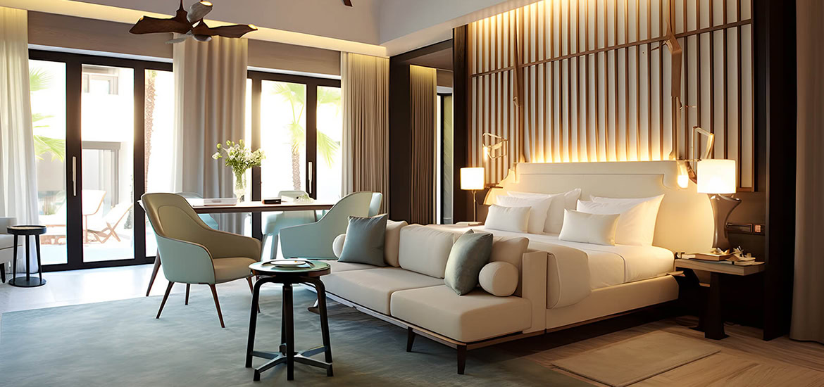 Konforlu oturma alanı ve ferah iç mekana sahip butik otel tasarımı